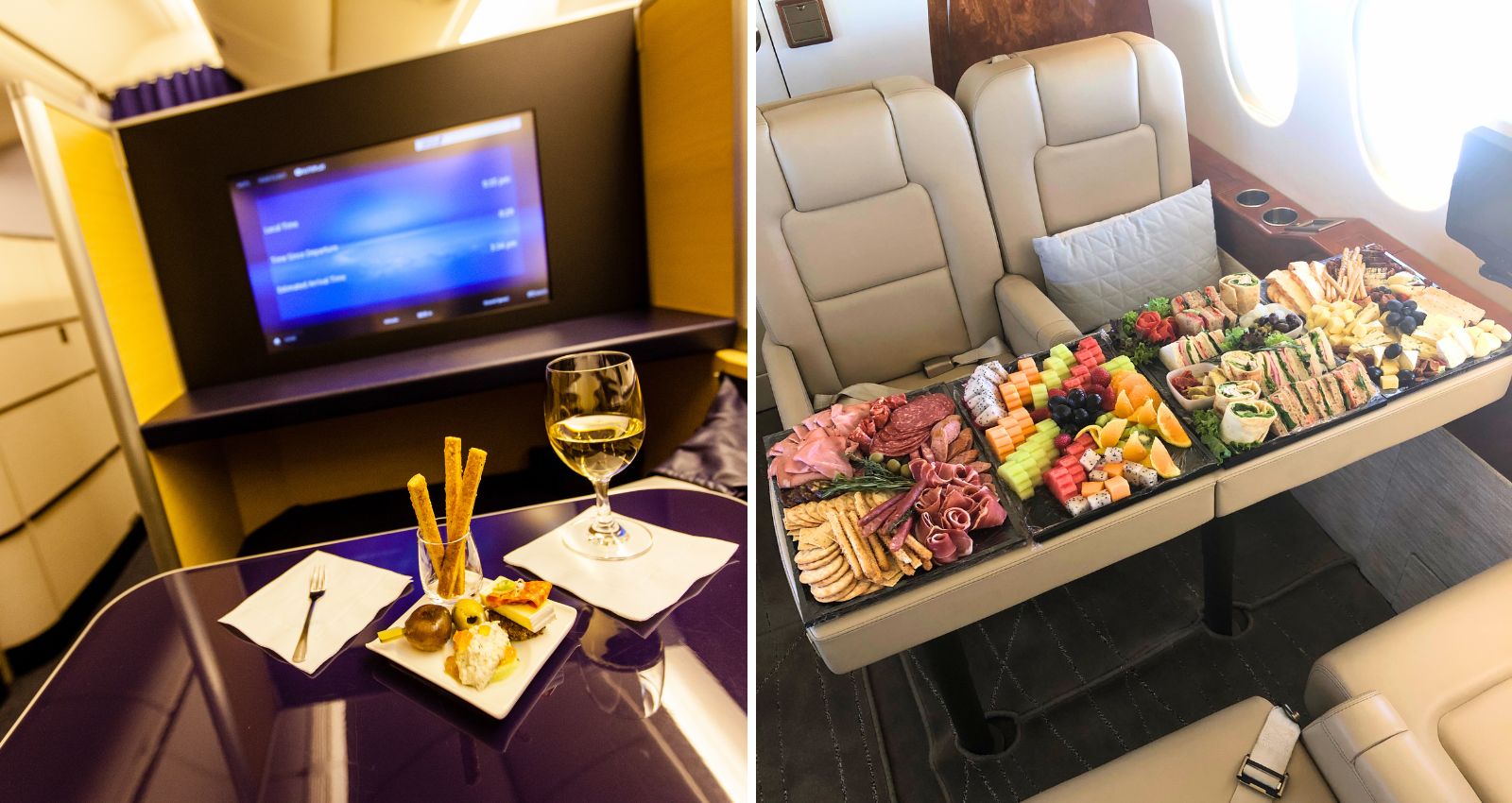 food and service on private jet hire vs first class