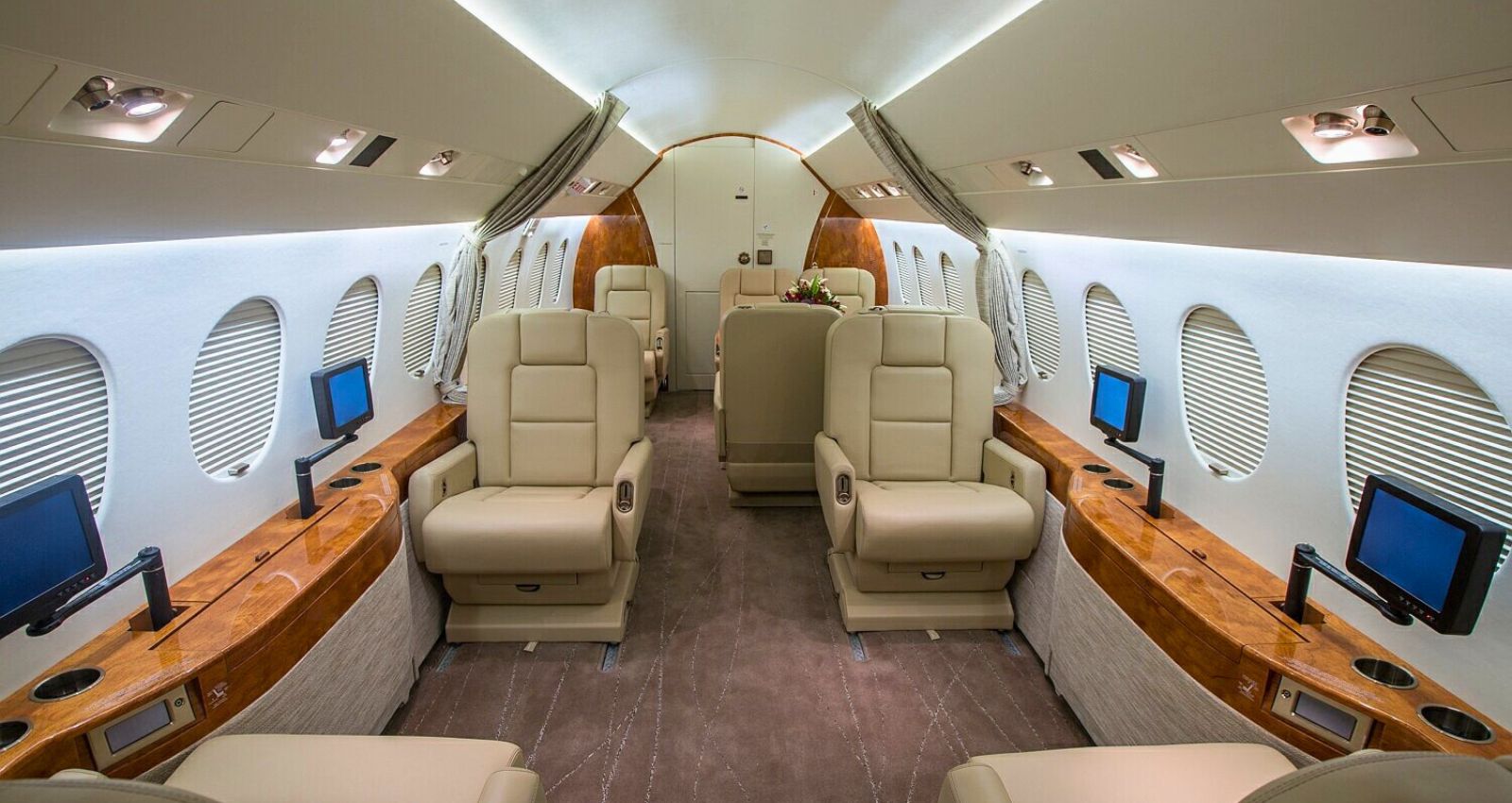 spacious interior on a private jet charter